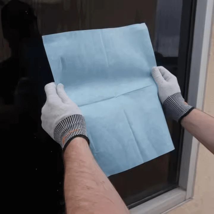 Disposable Wood Pulp PP Heavy Duty Low Lint Blue Industrial Folded Hydroentangled Dry Cleaning Wipes
